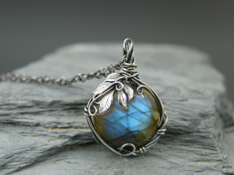 Handmade labradorite jewelry with natural gemstone shimmer, made in the USA
