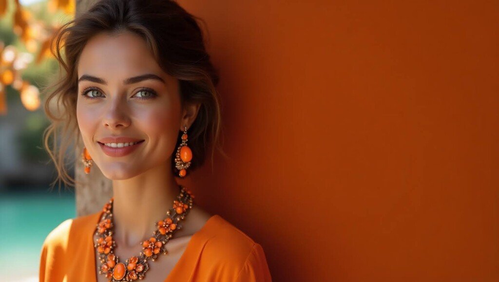 Handmade Orange Kyanite Jewelry featuring a vibrant orange gemstone in a silver setting
