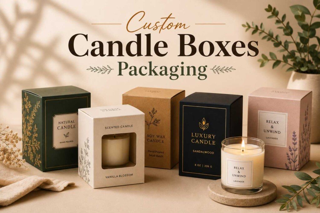 Custom candle boxes packaging featuring luxury printed candle boxes, eco-friendly packaging, and premium scented candle for retail and wholesale brands.
