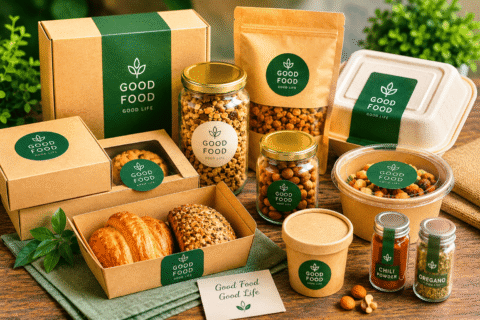 Food packaging ideas for small business success including kraft boxes, glass jars, and eco-friendly containers